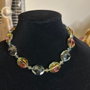 Rare Vintage Find Elegant Multicolor 1980’s  Crystal iridescent Necklace